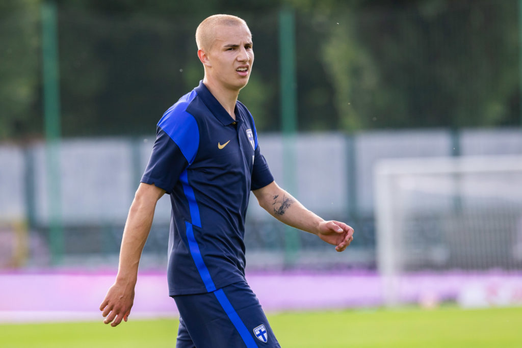 Topi Keskinen of Finland U21 seen during the friendly match
