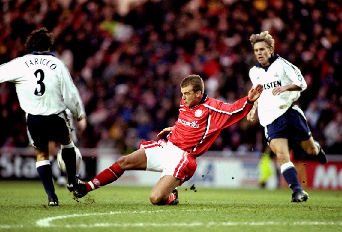 18 Dec 1999: Neil Maddison of Middlesbrough challenges Mauricio Taricco of Tottenham Hotspur during the FA Carling Premiership match at the Rivers...